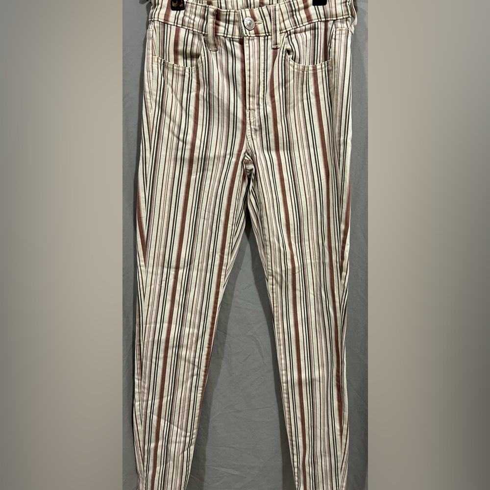 American Eagle Striped Jeggings - Brown, Green & Cream